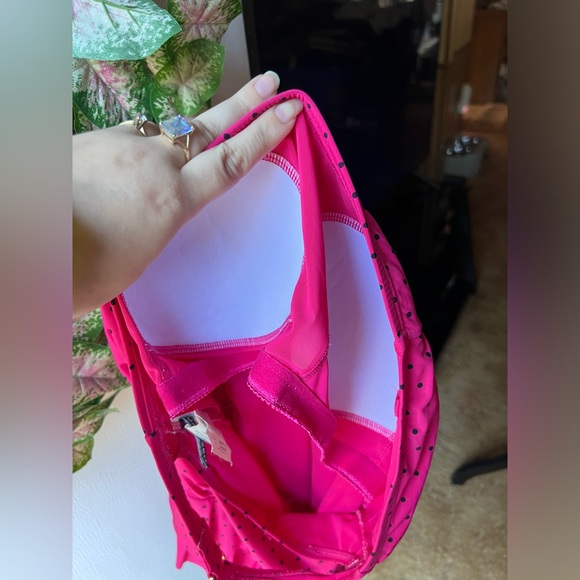 Jantzen One Piece Swimsuit Bathing Suit Strapless Ruffle Hot Pink Polka Dot 14. - Picture 4 of 16